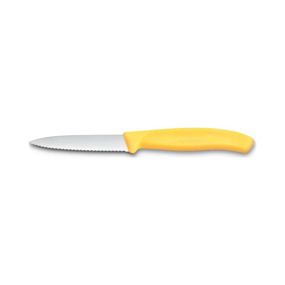 Swiss Classic, paring knife, 8cm, wavy, pointed tip, yellow