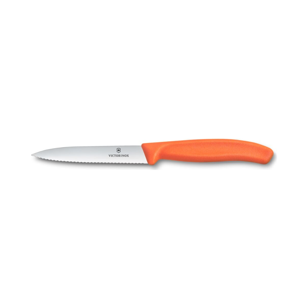 [VIC-6.7739.C1] Swiss Classic, paring knife, 10cm, wavy, pointed tip, orange