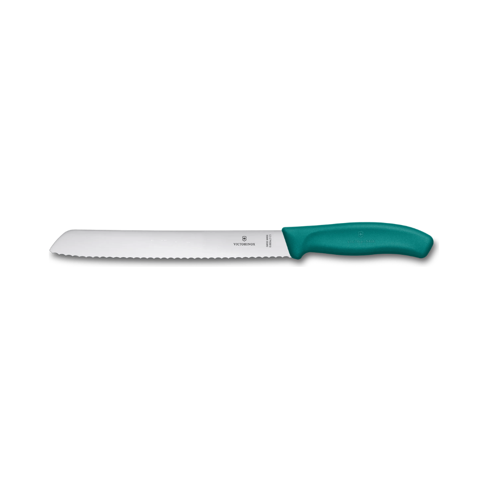 Swiss Classic, bread knife, 21cm, wavy, green, blister