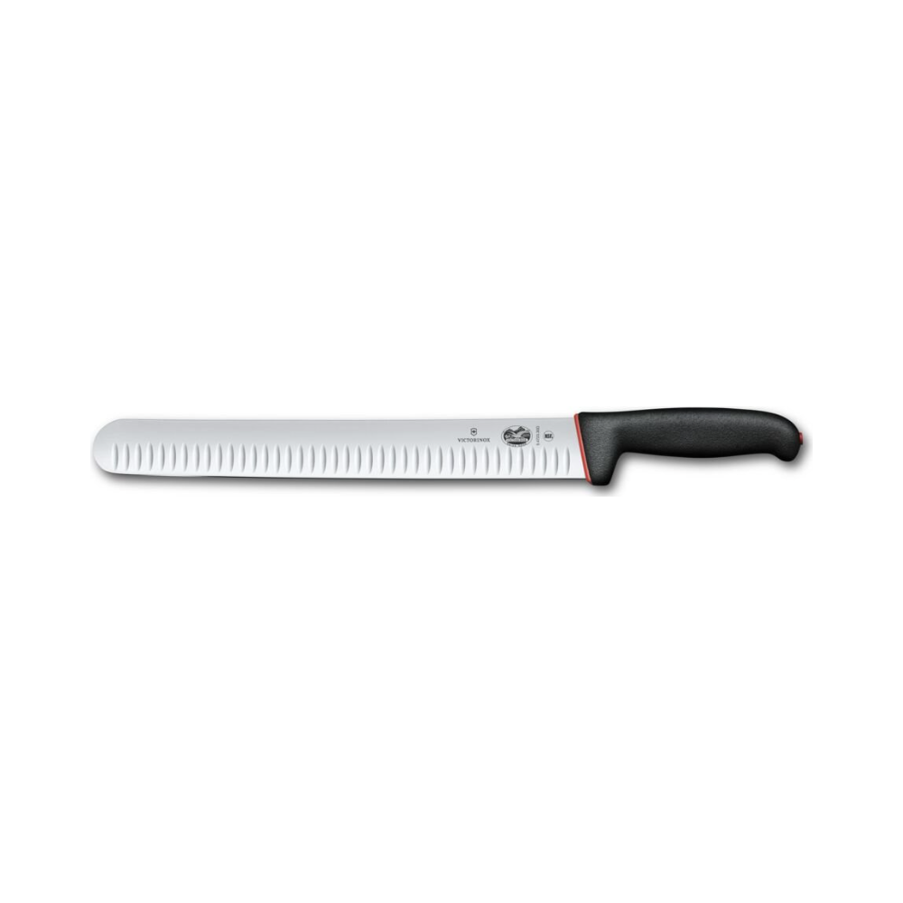 [VIC-5.4723.30D] Dual Grip, slicing knife, 30cm, fluted, black/red