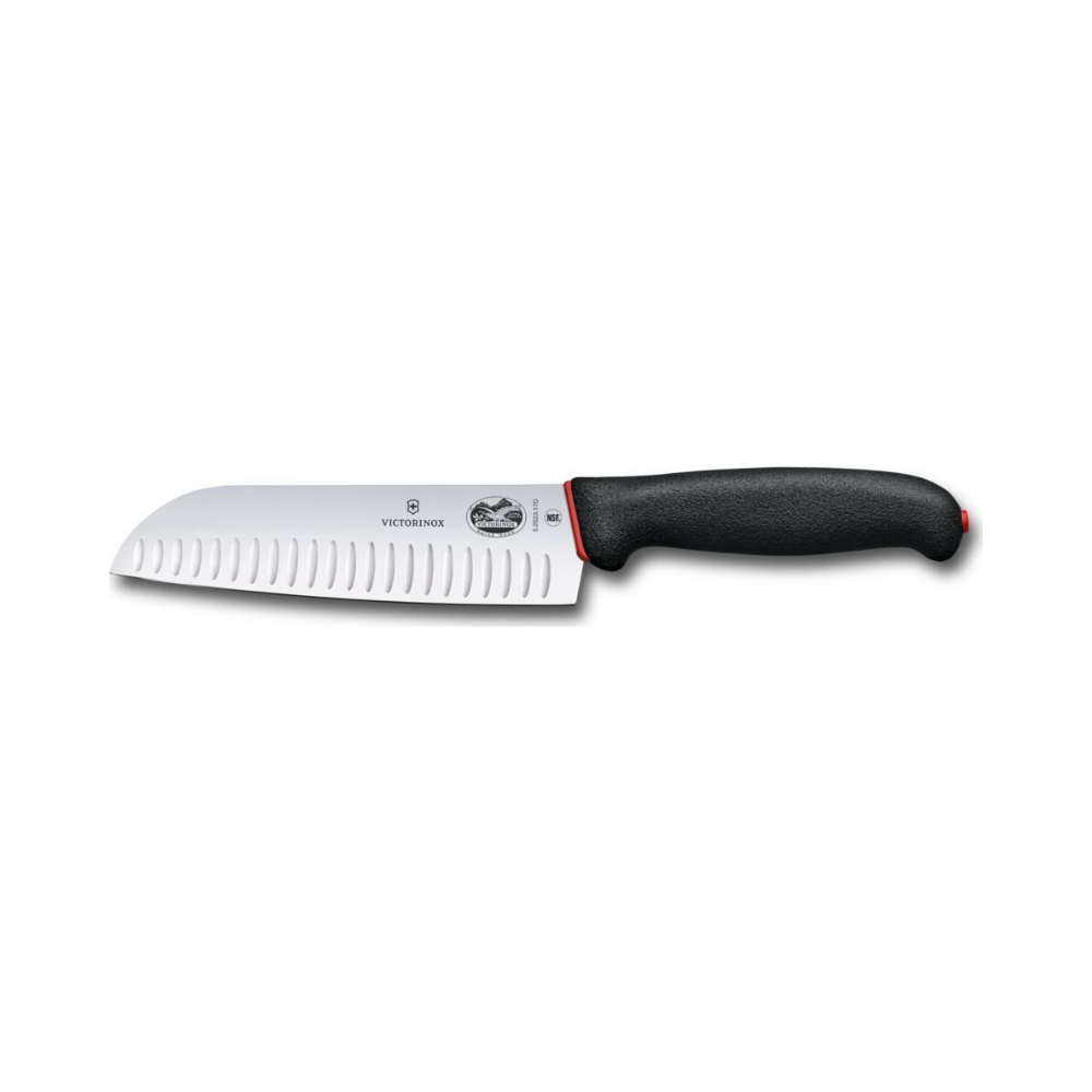 [VIC-5.2523.17D] Dual Grip, santoku knife, 17cm, flutet, black/red