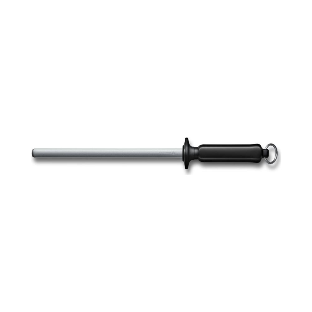 Kitchen sharpening steel, 23cm, diamond coated, oval, black