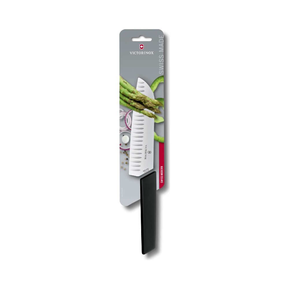 Swiss Modern, santoku knife, straight, fluted