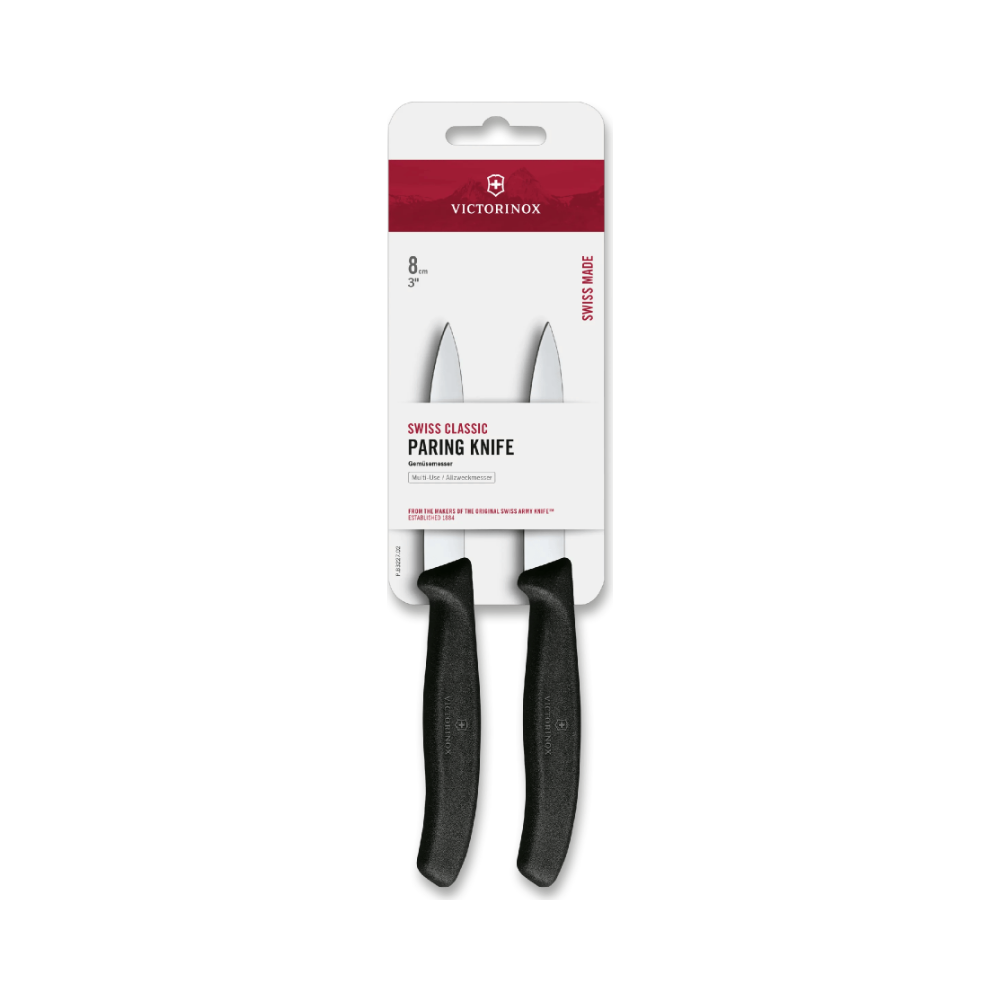 [VIC-6.7603.2B] Swiss Classic, paring knife, 2pcs, straight, pointed (Black)