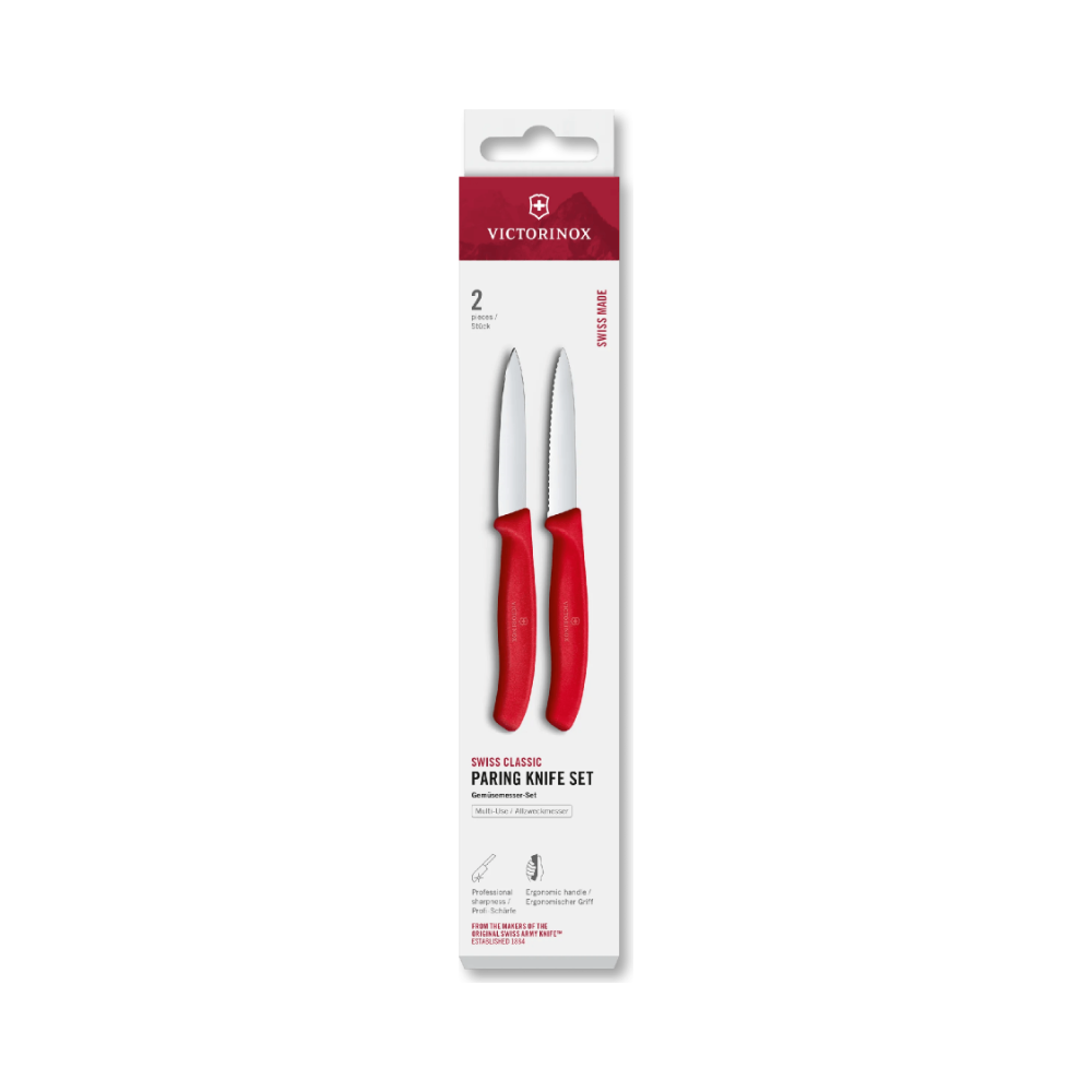 [VIC-6.7691.2C1] Swiss Classic, paring set, 2pcs, straight/wavy, pointed (Red)