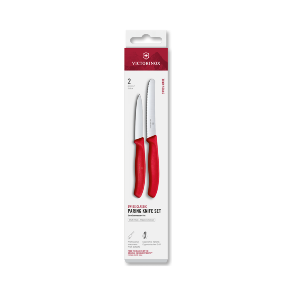 Swiss Classic, paring set, 2pcs, straight/wavy, red, box