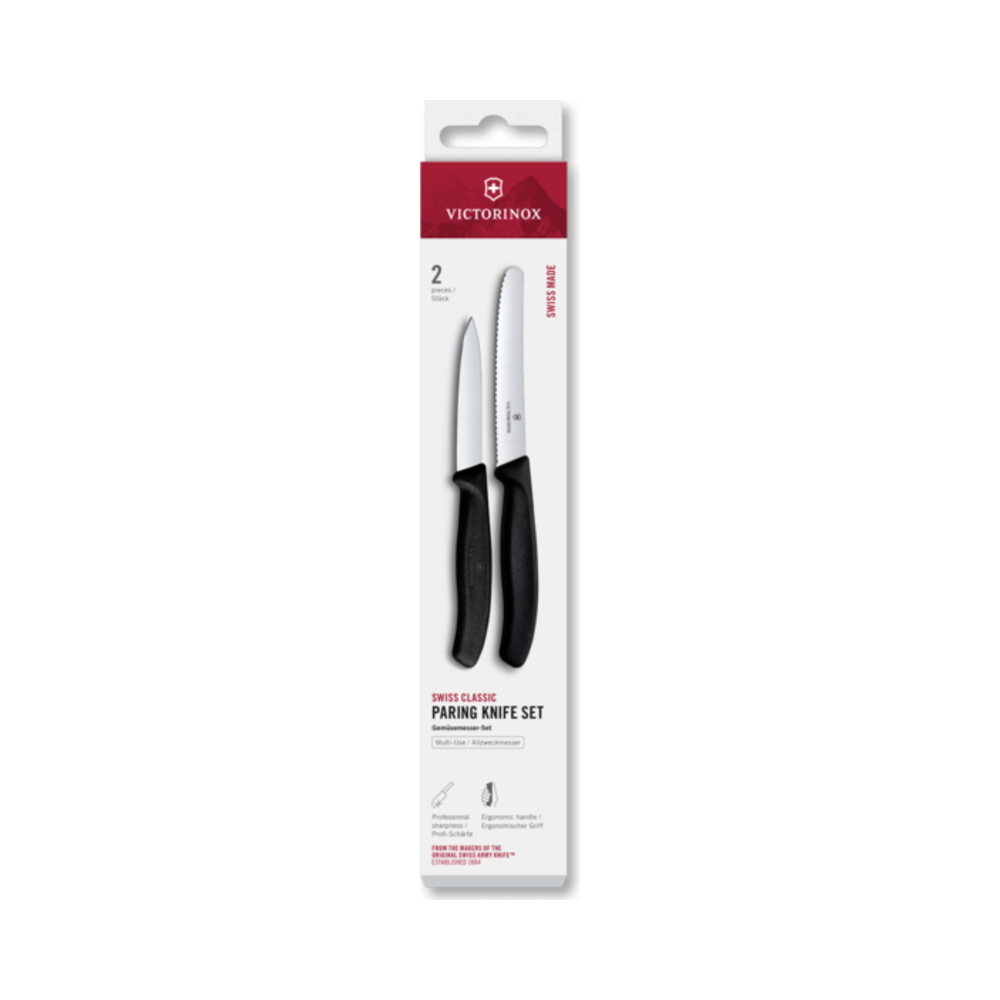 Swiss Classic, paring set, 2pcs, straight/wavy, black, box