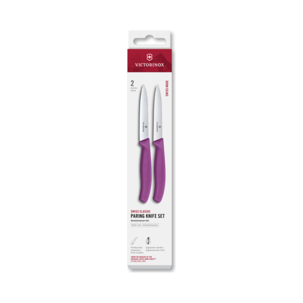Swiss Classic, paring set, 2pcs, 10cm, straight/wavy, purple, box