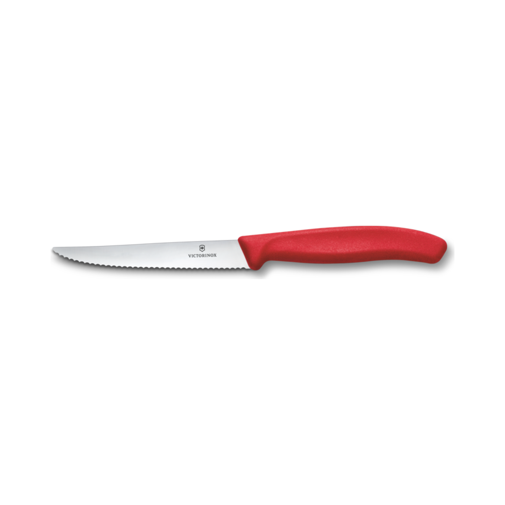 Swiss Classic, steak & pizza knife, 11cm, wavy, red