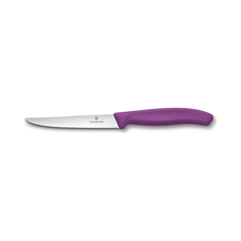 Swiss Classic, steak & pizza knife, 11cm, wavy, purple