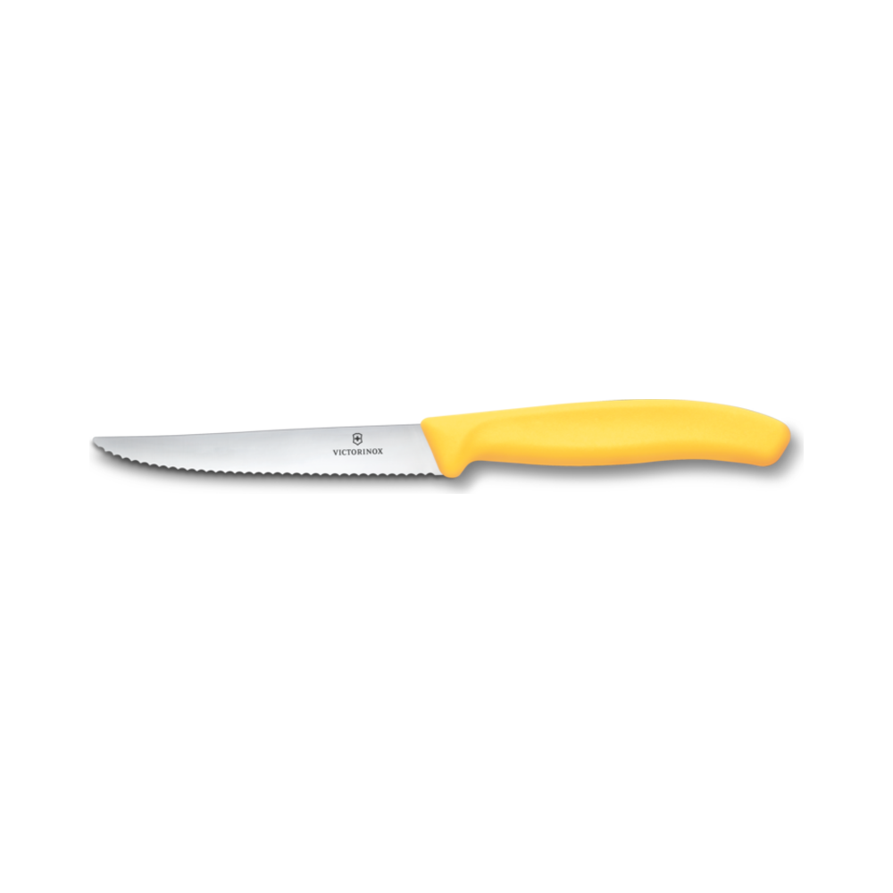 Swiss Classic, steak & pizza knife, 11cm, wavy, yellow