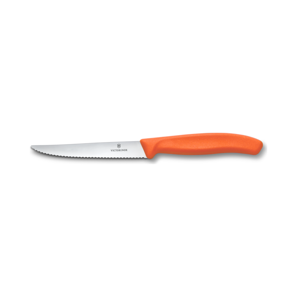 Swiss Classic, steak & pizza knife, 11cm, wavy, orange