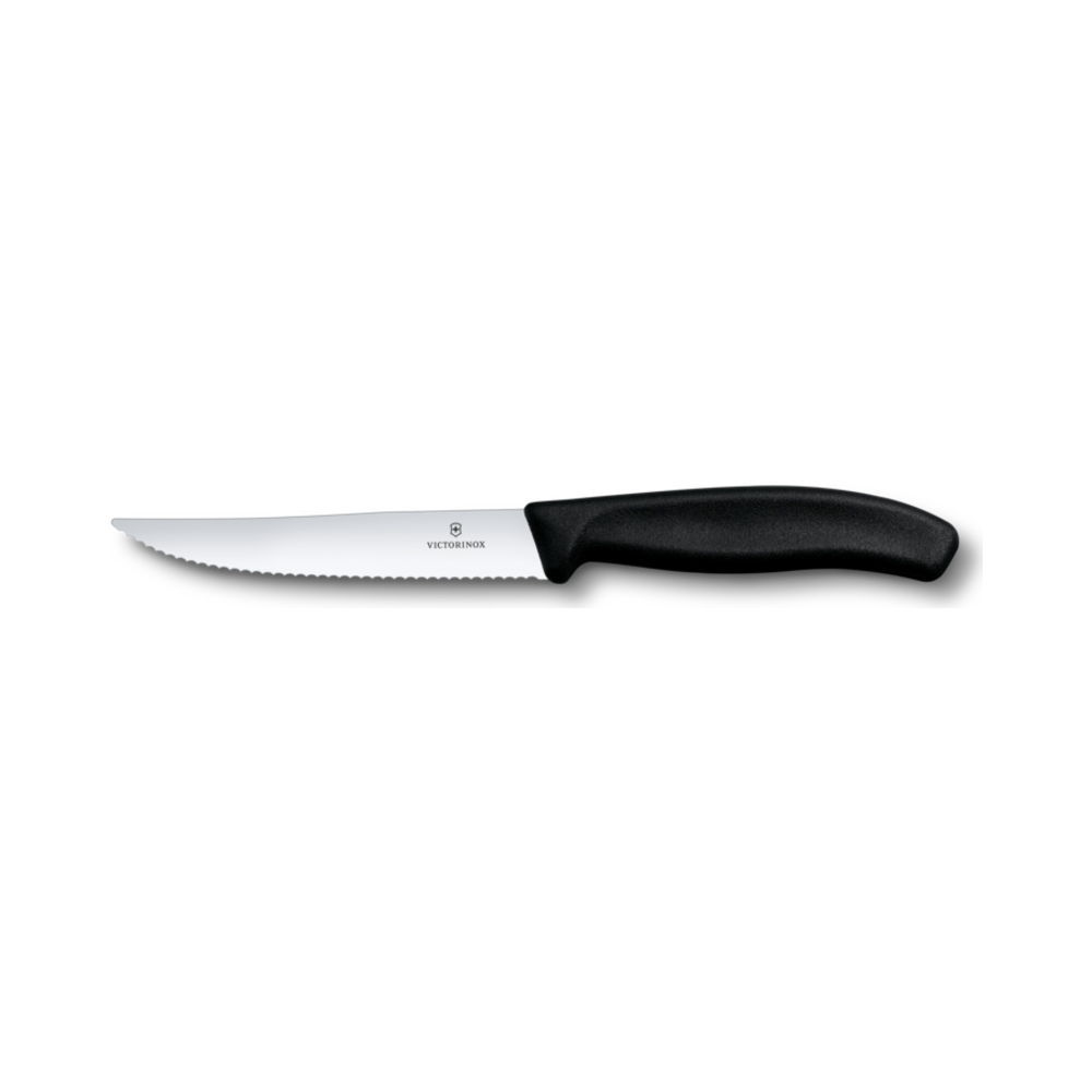 Swiss Classic, steak & pizza knife, 12cm, wavy, black
