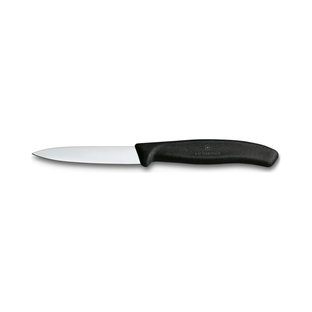 Swiss Classic, paring knife, 8cm, straight, pointed tip, black