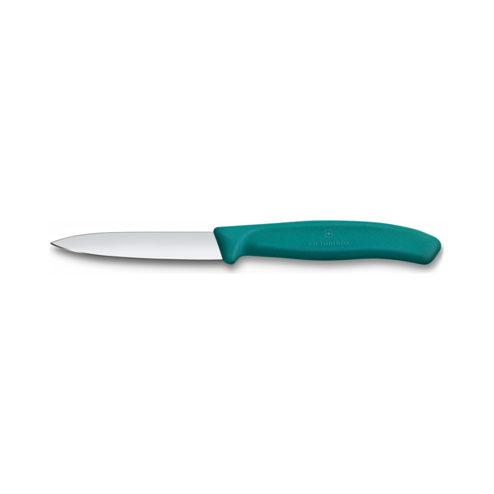 Swiss Classic, paring knife, 8cm, straight, pointed tip, green