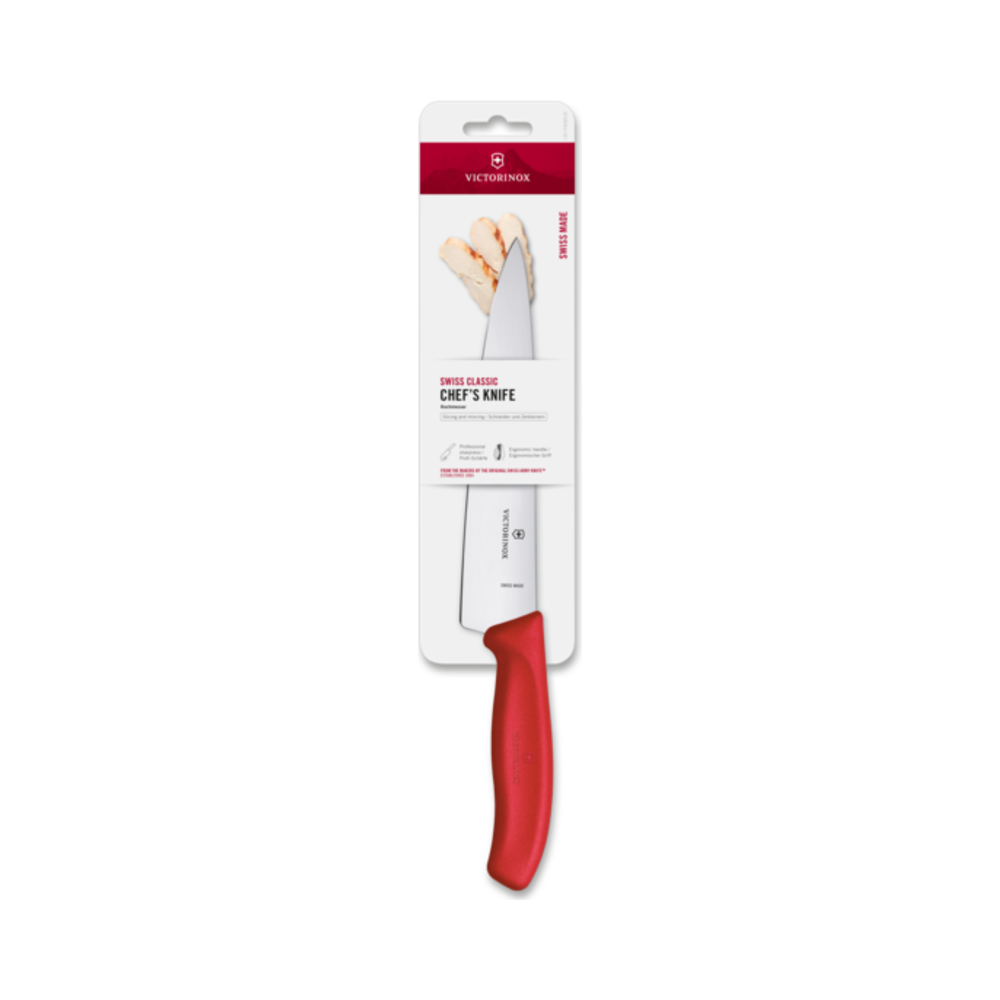 [VIC-6.8001.19C1B] Chef's Knife, Swiss Classic, 19cm, Straight, Red, Blister